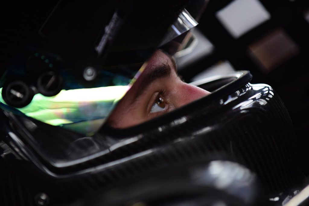 Jackson Racing close up in helmet